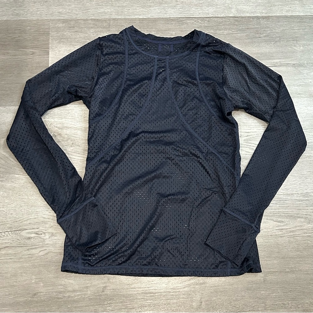 925fit Track Me Down blue Mesh Top women’s long sleeve size small athletic